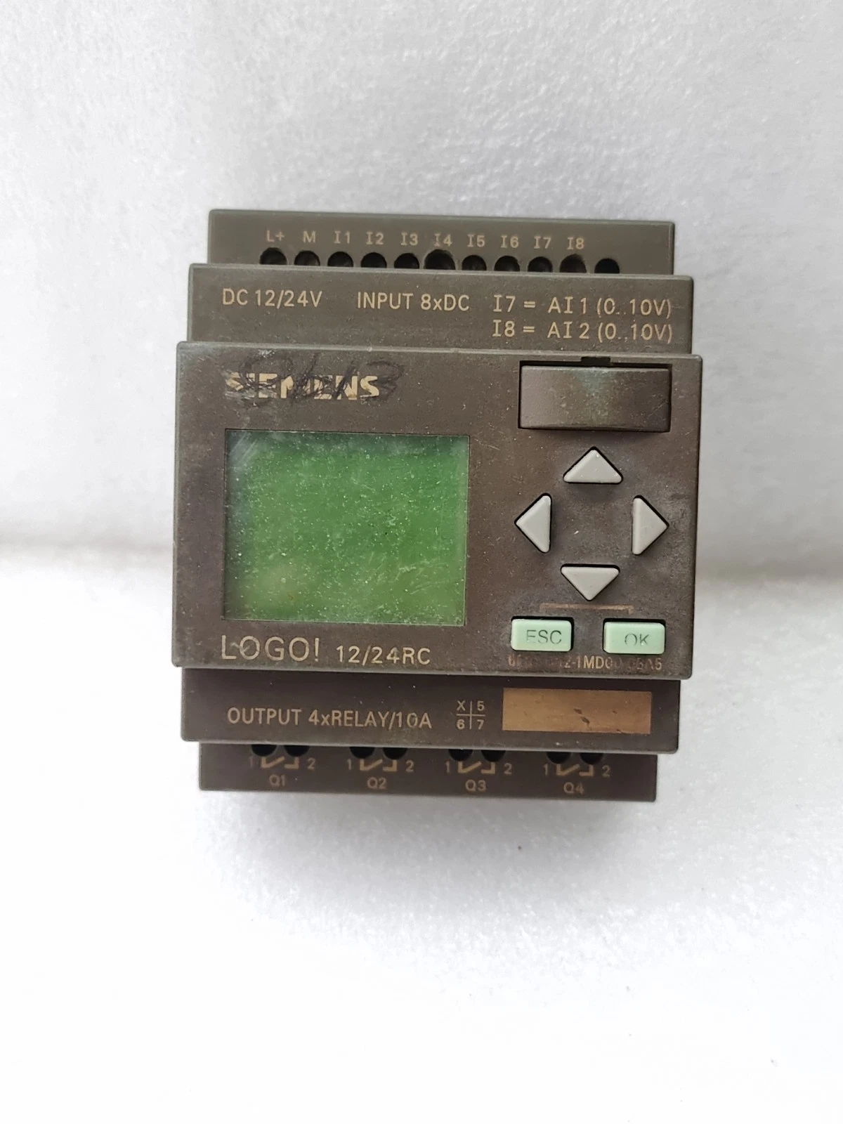 6ED1052-1MD00-0BA5 SIEMENS LOGO 12/24RC PLC PROCESSOR MODULE 12/24VDC USED WORK